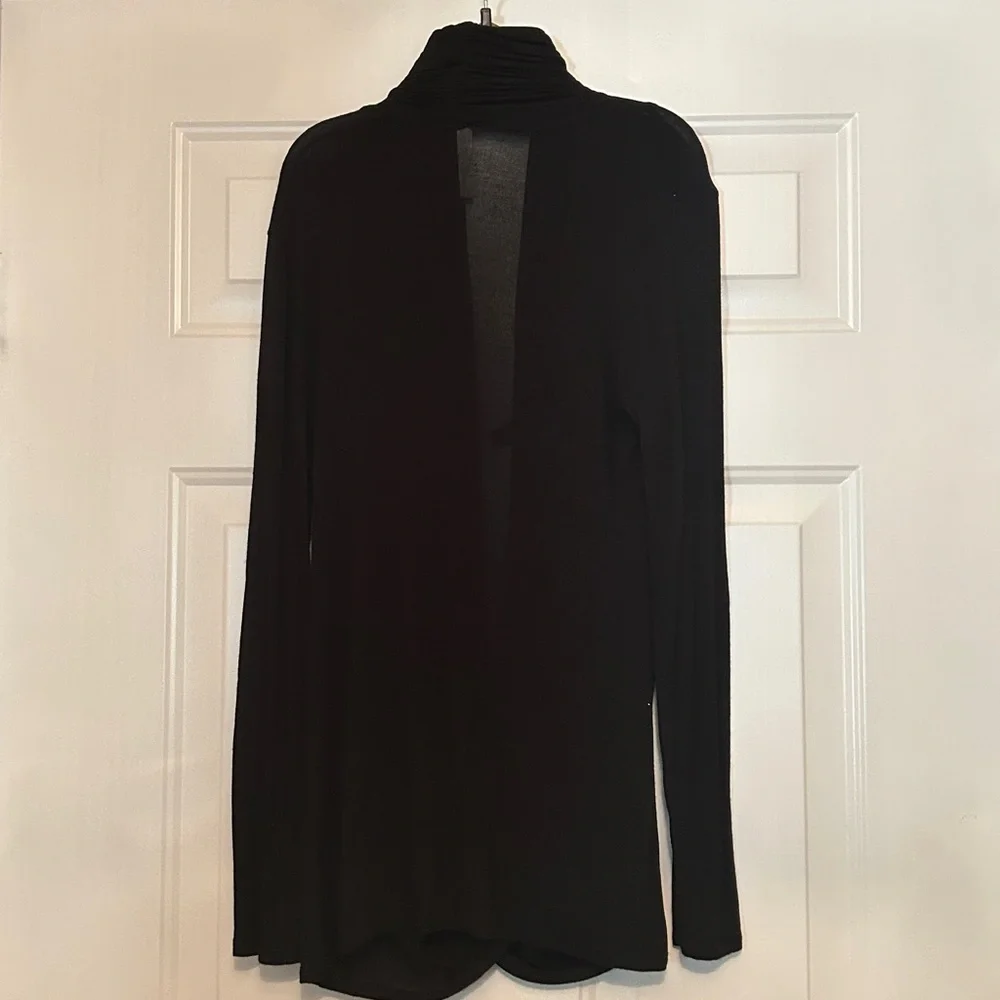 Ginger G/Anthropologie Waterfall Draped Knit Top Black M Lightweight Minimalist